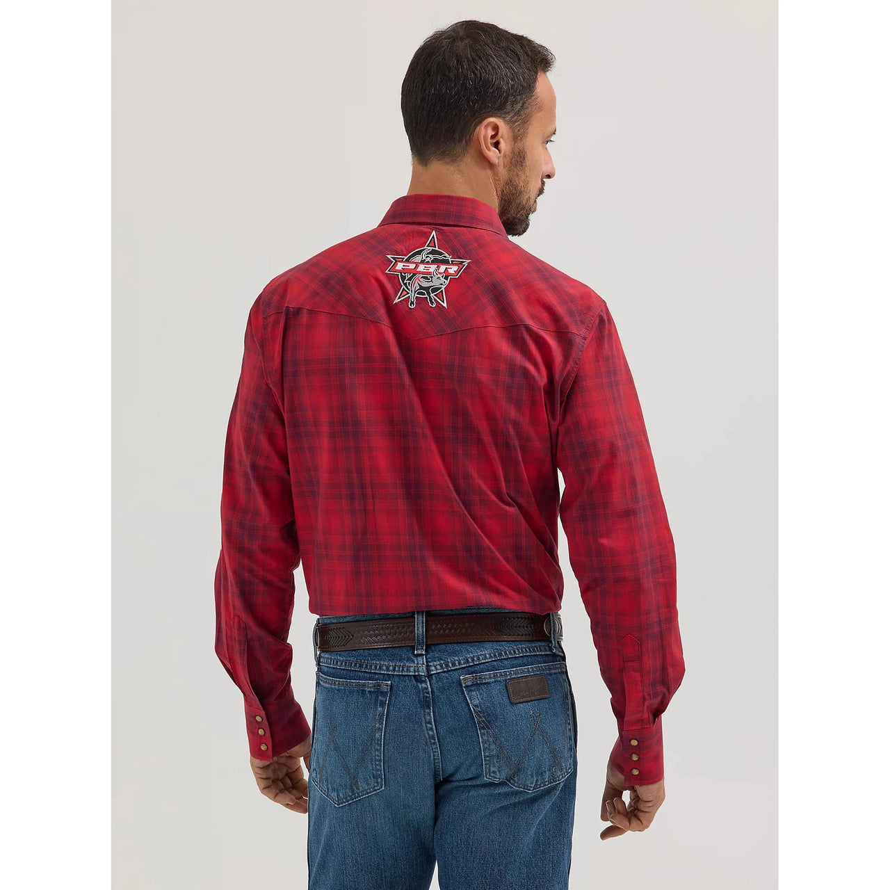 Wrangler  Men's PBR Logo Western Shirt - Cherry Red