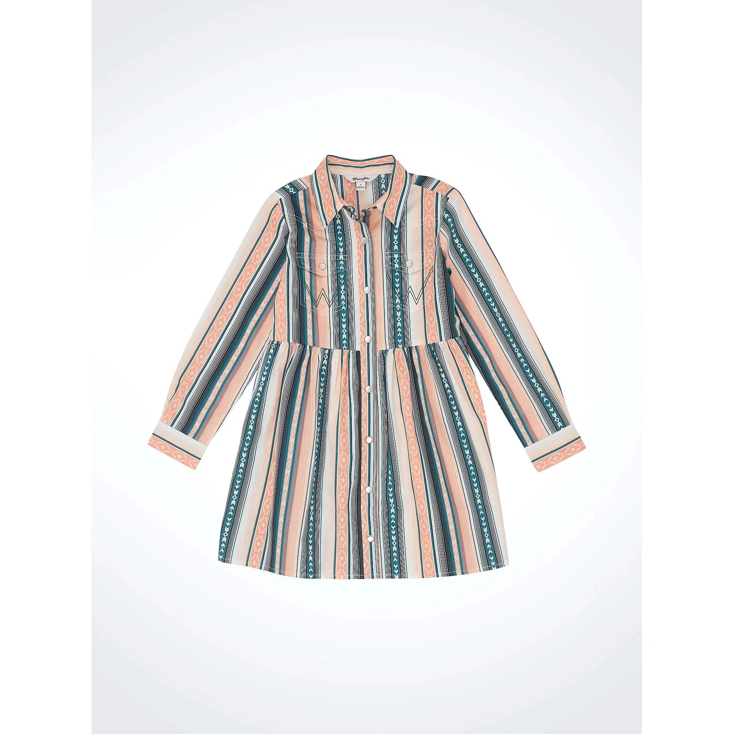 Wrangler Girl's  HO24 Long Sleeve Dress- Serape PInk
