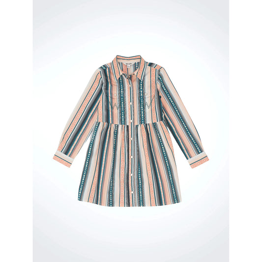 Wrangler Girl's  HO24 Long Sleeve Dress- Serape PInk