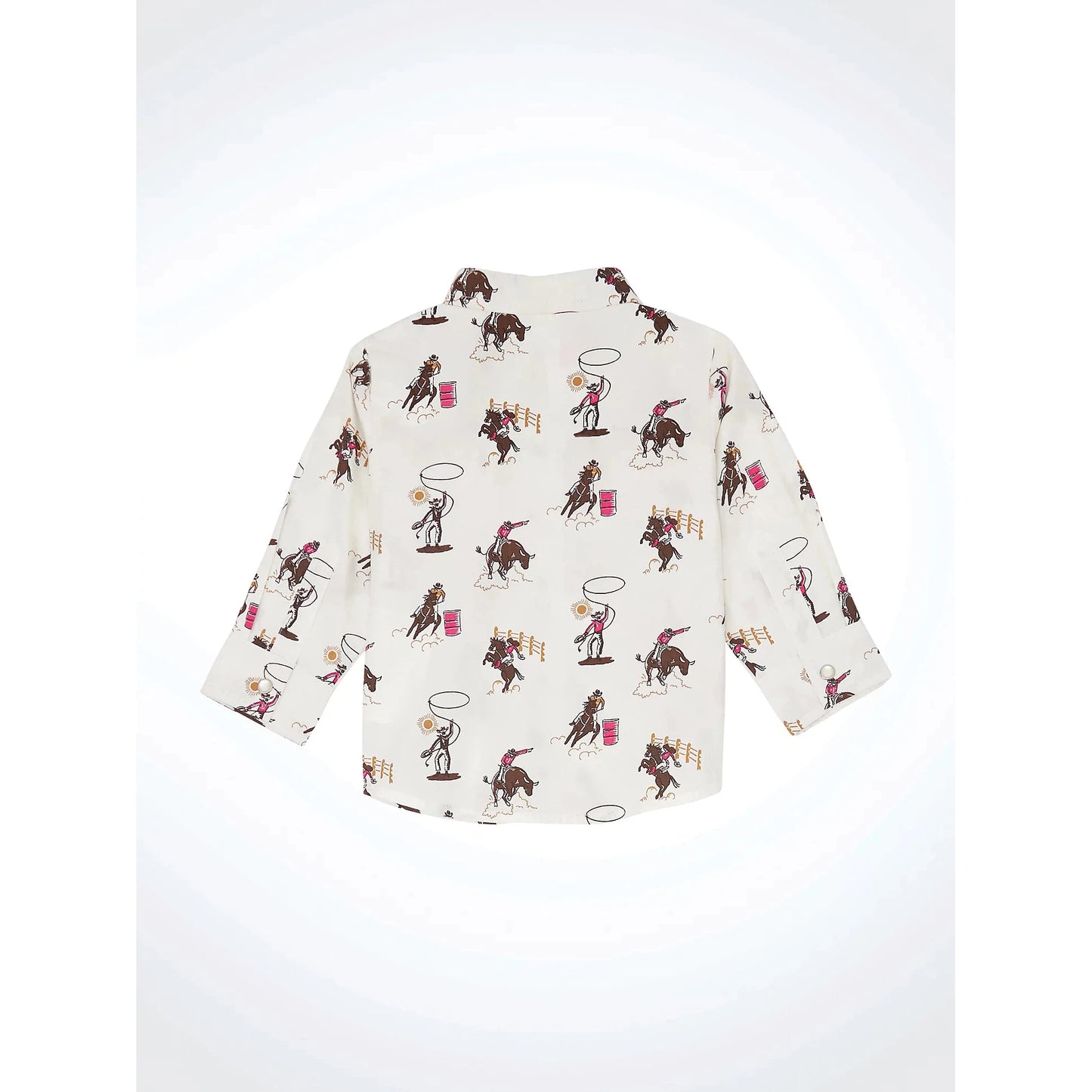 Wrangler Girl's HO24 Long Sleeve Baby Girl Western Snap Shirt- White