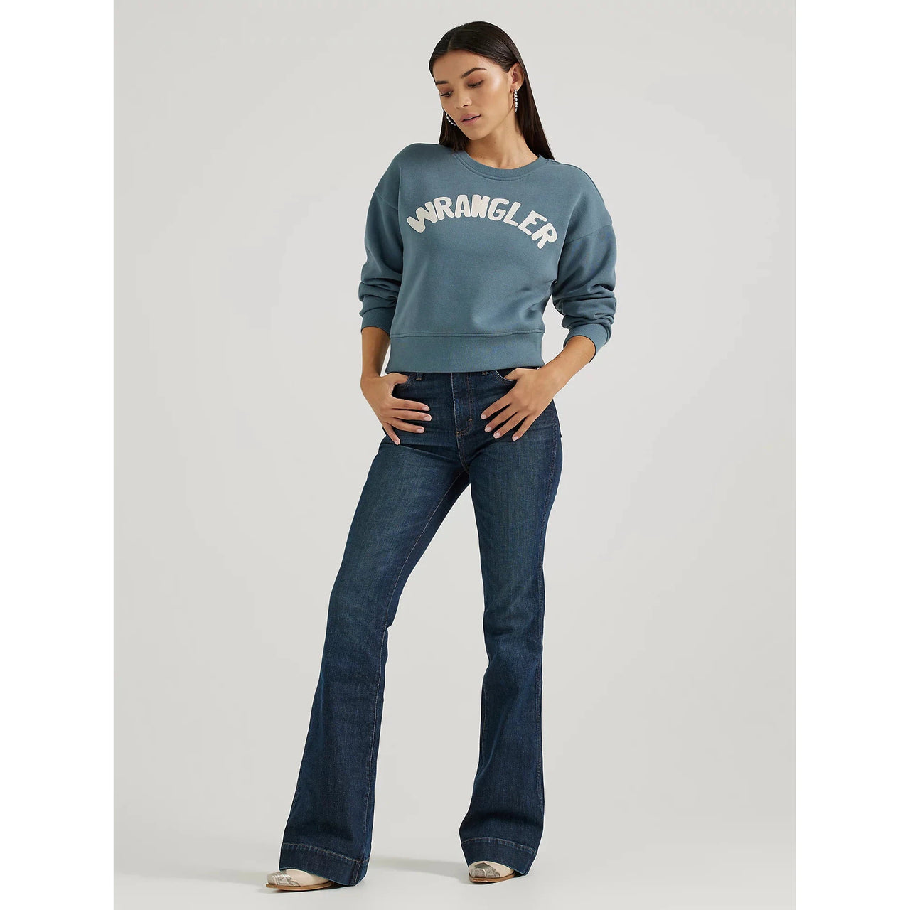 Wrangler Women's HO24 Long Sleeve Sweatshirt-- Blue