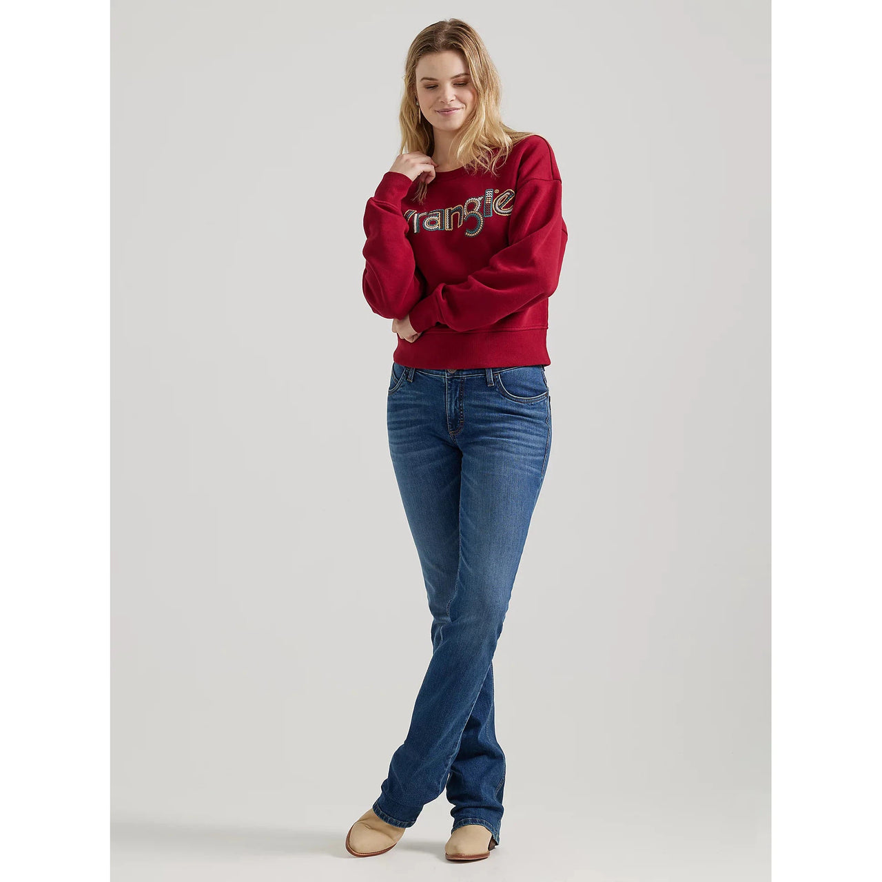 Wrangler Women's  HO24 Long Sleeve Sweatshirt- Red