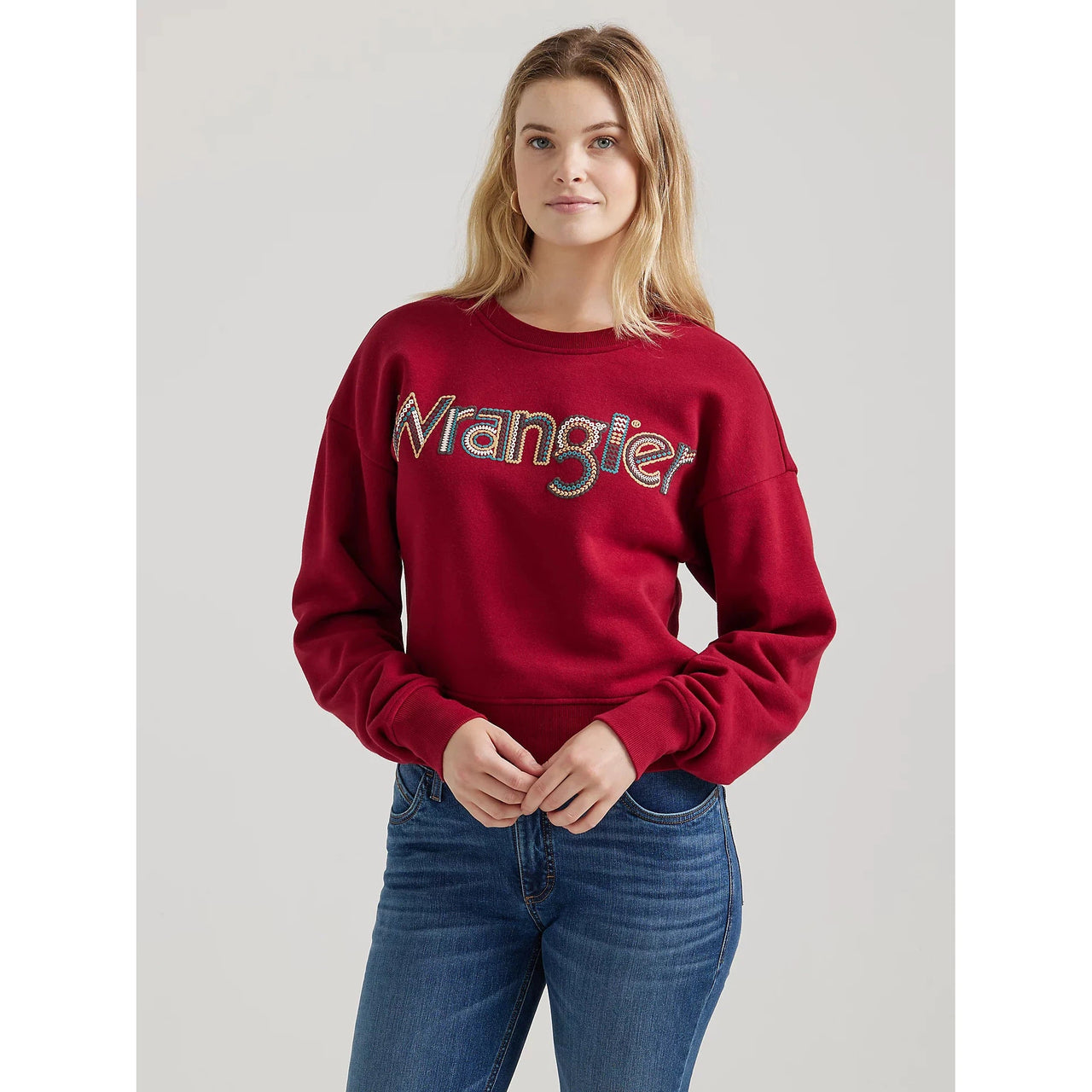 Wrangler Women's  HO24 Long Sleeve Sweatshirt- Red