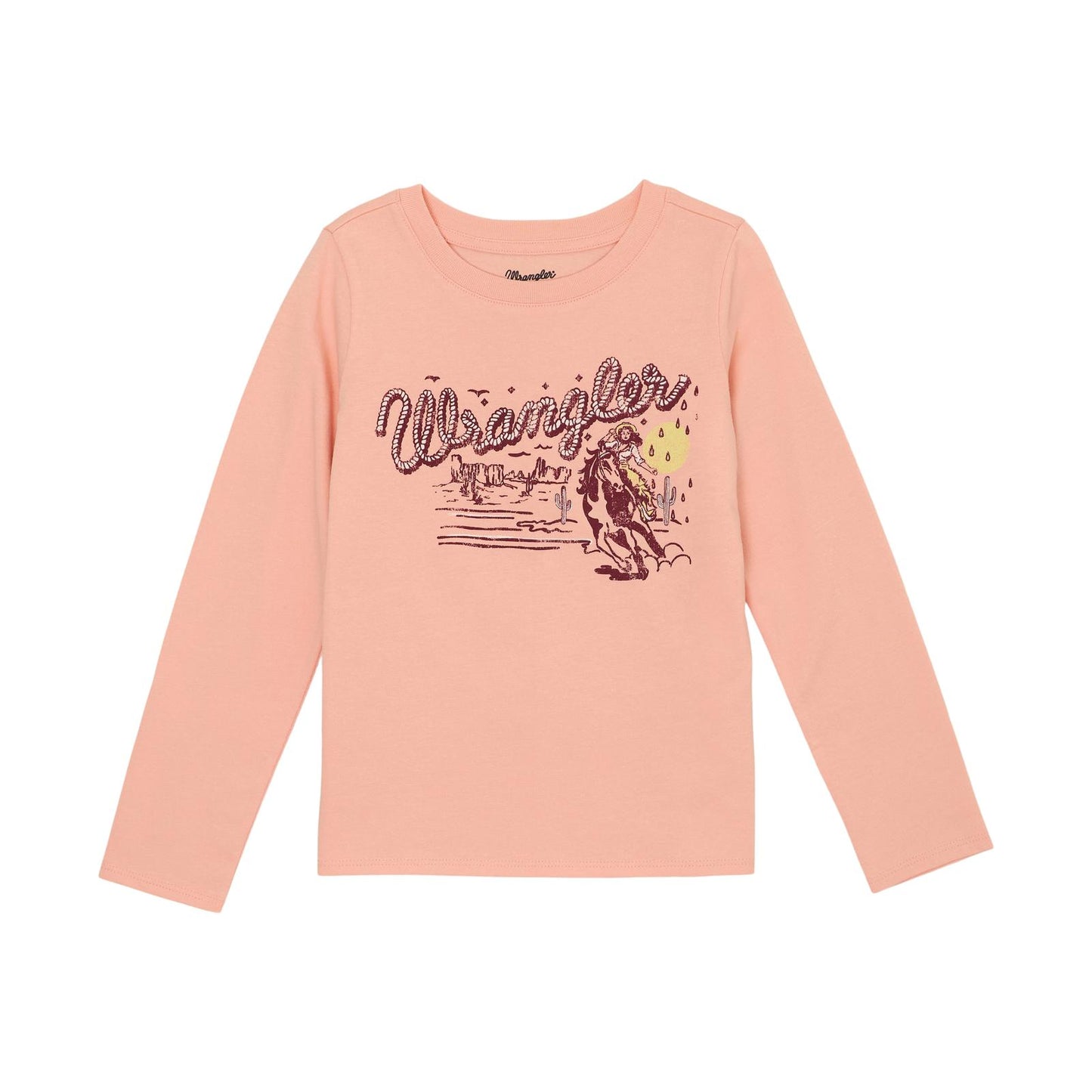 Wrangler Girl's Western Print Long Sleeve Top - Pink