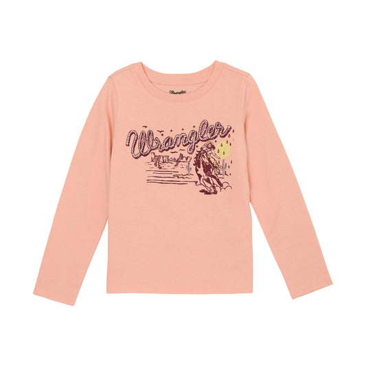 Wrangler Girl's Western Print Long Sleeve Top - Pink