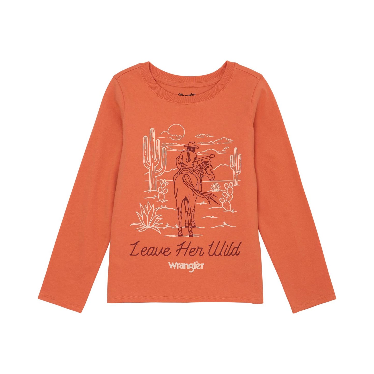 Wrangler Girl's Leave Her Wild Long Sleeve Top - Coral
