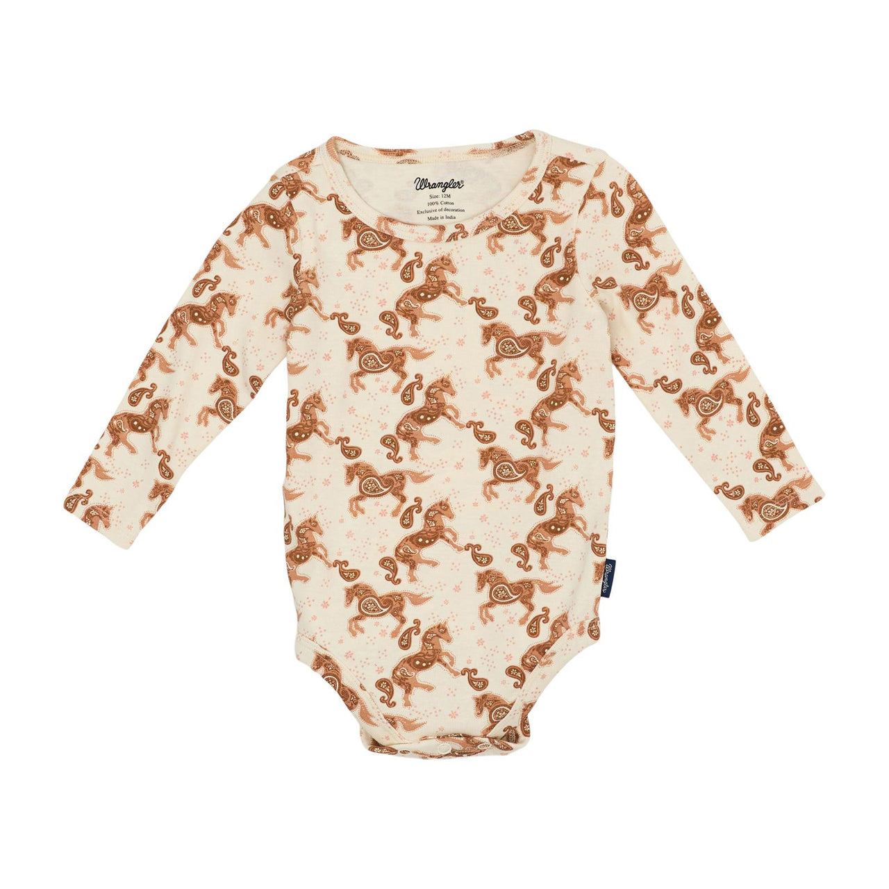 Wrangler Baby Girl Horse Long Sleeve Bodysuit - White