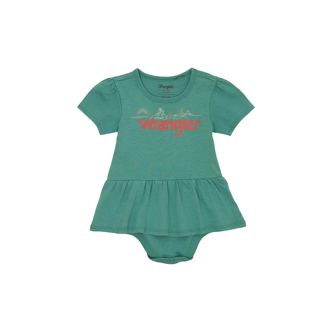 Wrangler Baby Girl Short Sleeve Logo Onesie - Teal