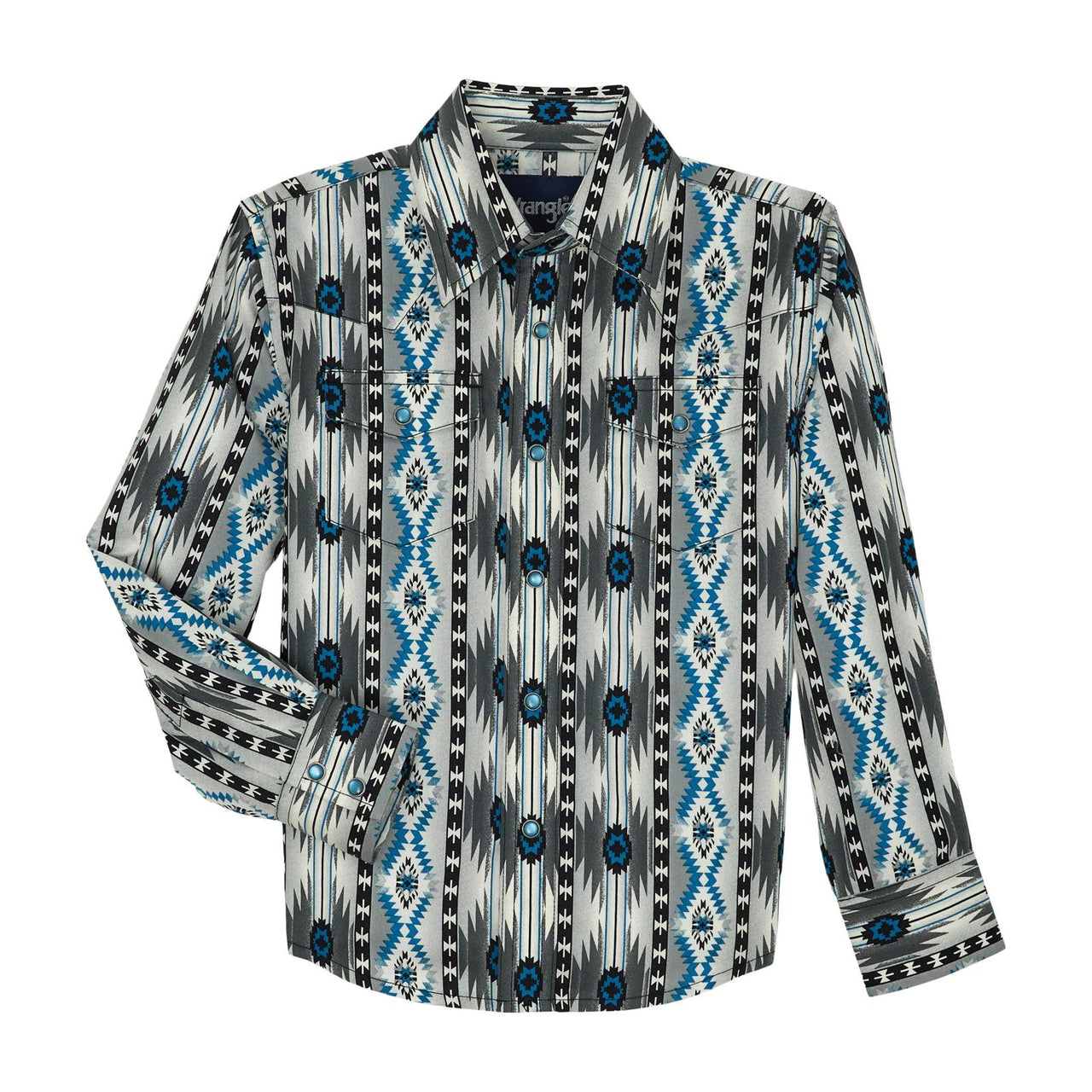 Wrangler Boy's Checotah Western Long Sleeve Classic Fit Shirt- Multi