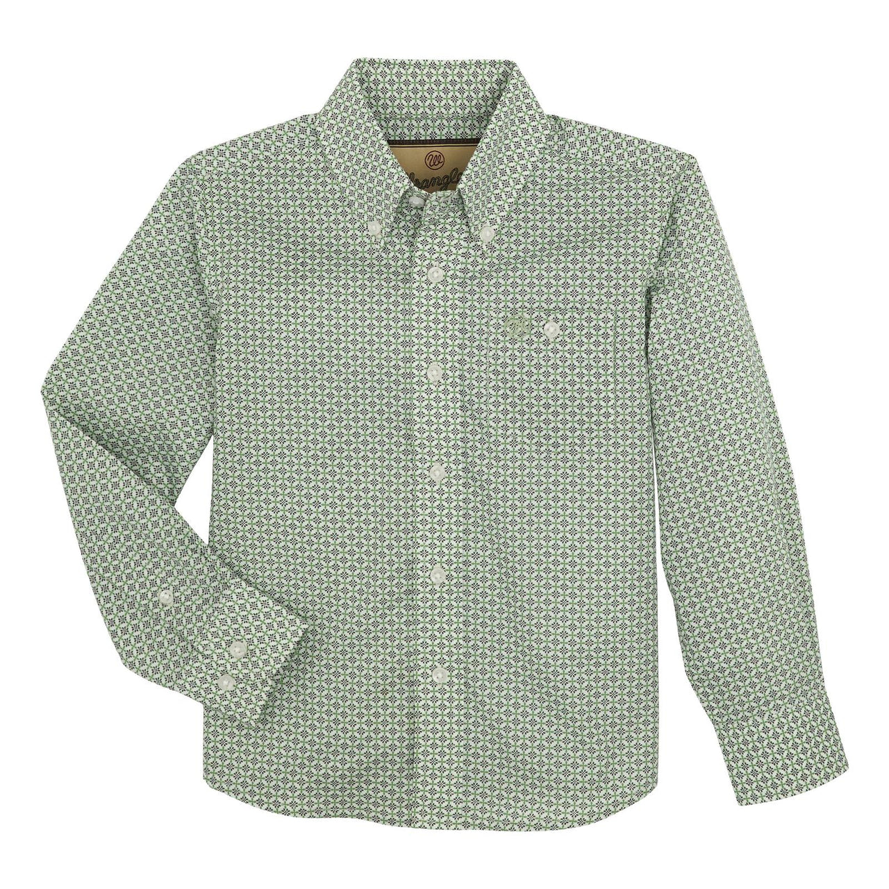 Wrangler Boy's Classic  Long Sleeve Shirt- Green