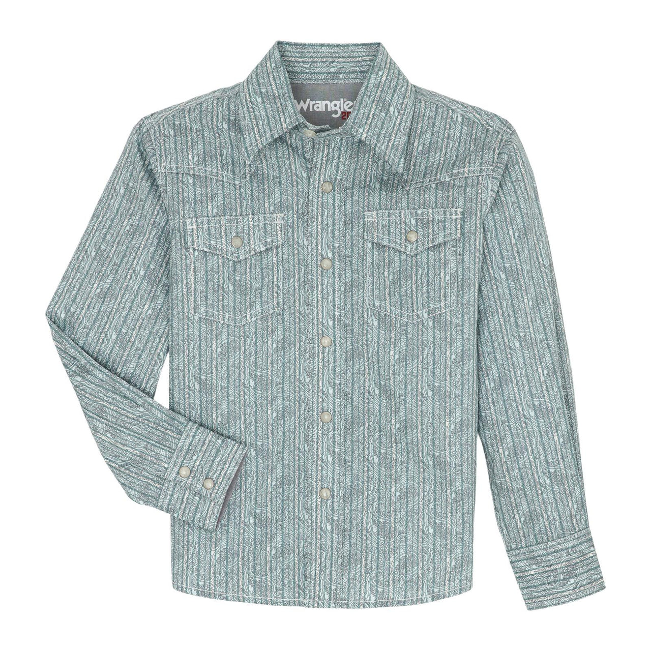 Wrangler Boy's 20X Advanced Comfort Long Sleeve Shirt- Turquoise