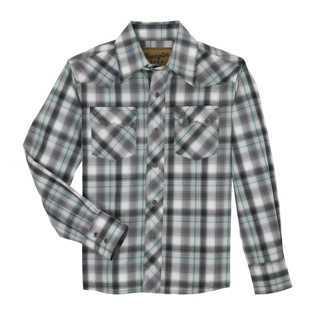 Wrangler Retro Core Long Sleeve Shirt-Grey/Black