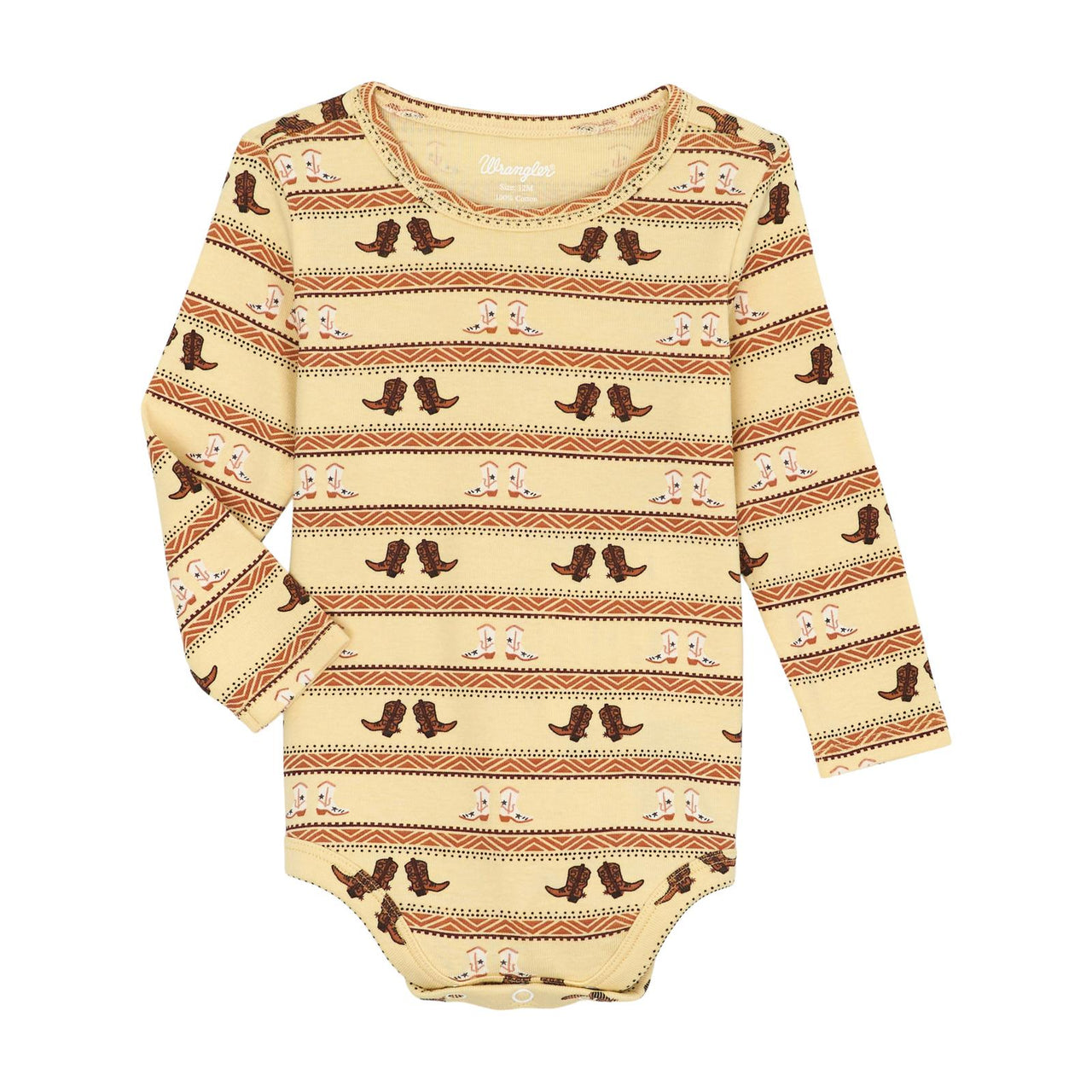 Wrangler Baby Cowboy Boot  Bodysuit - Tan