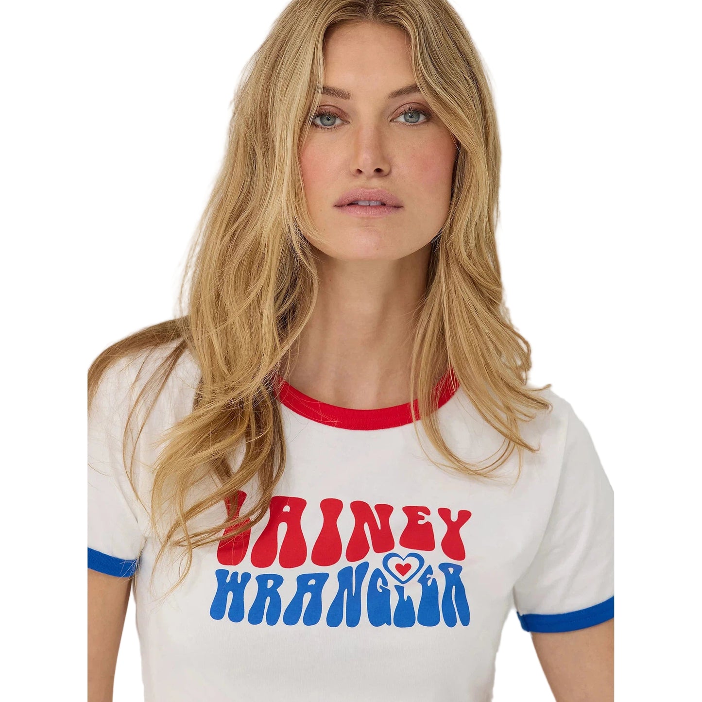 Wrangler Lainey Wilson Slim Ringer Short Sleeve Tee Shirt-White