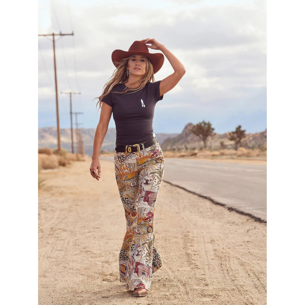 Wrangler Women's  Lainey Wilson Life of Lainey Bell Bottoms- Storyteller Print