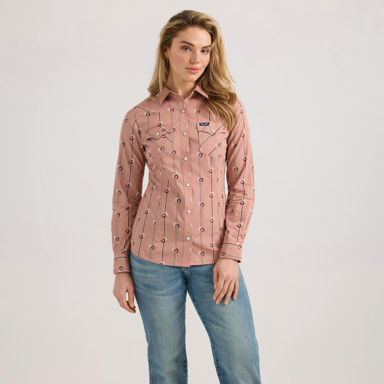 Wrangler Women's Long Sleeve Western Vintage Shirt- Rose