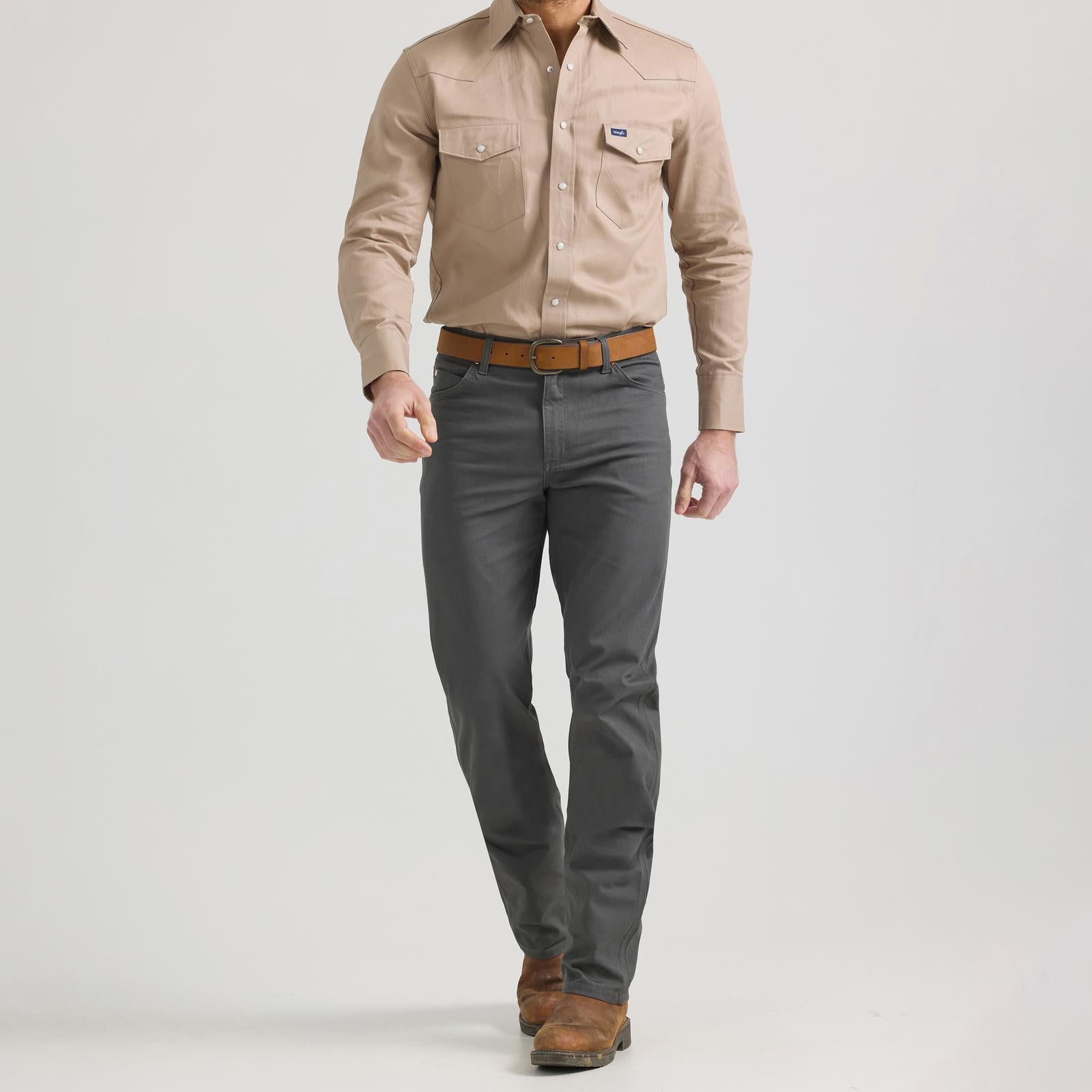 Wrangler Men's Cowboy Cut Tough Comfort Premium Performance Pants - Grey Pinstripe - Irvine Tack & Western Wear