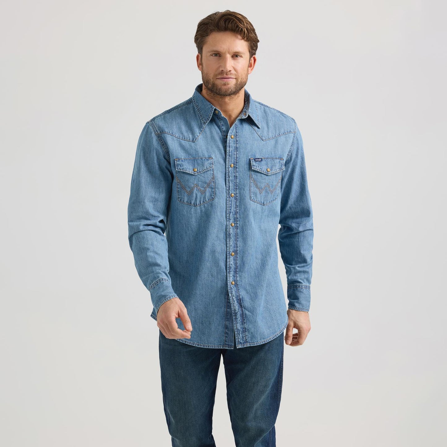 Wrangler Men's Denim Long Sleeve Denim Shirt - Assorted Colours