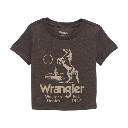 Wrangler Baby Boy Wrangler Horse Graphic Short Sleeve Tee Shirt- Ganache Heather