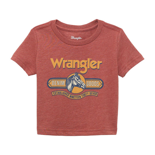 Wrangler Baby Boy Wrangler Denim Goods Graphic Short Sleeve Tee Shirt- Marsala Heather