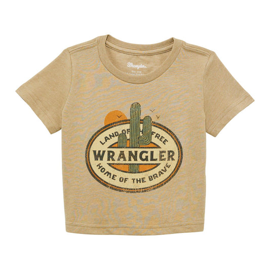 Wrangler Baby Boy Wrangler Cactus Graphic Short Sleeve Tee Shirt- Roasted Heather Cashew