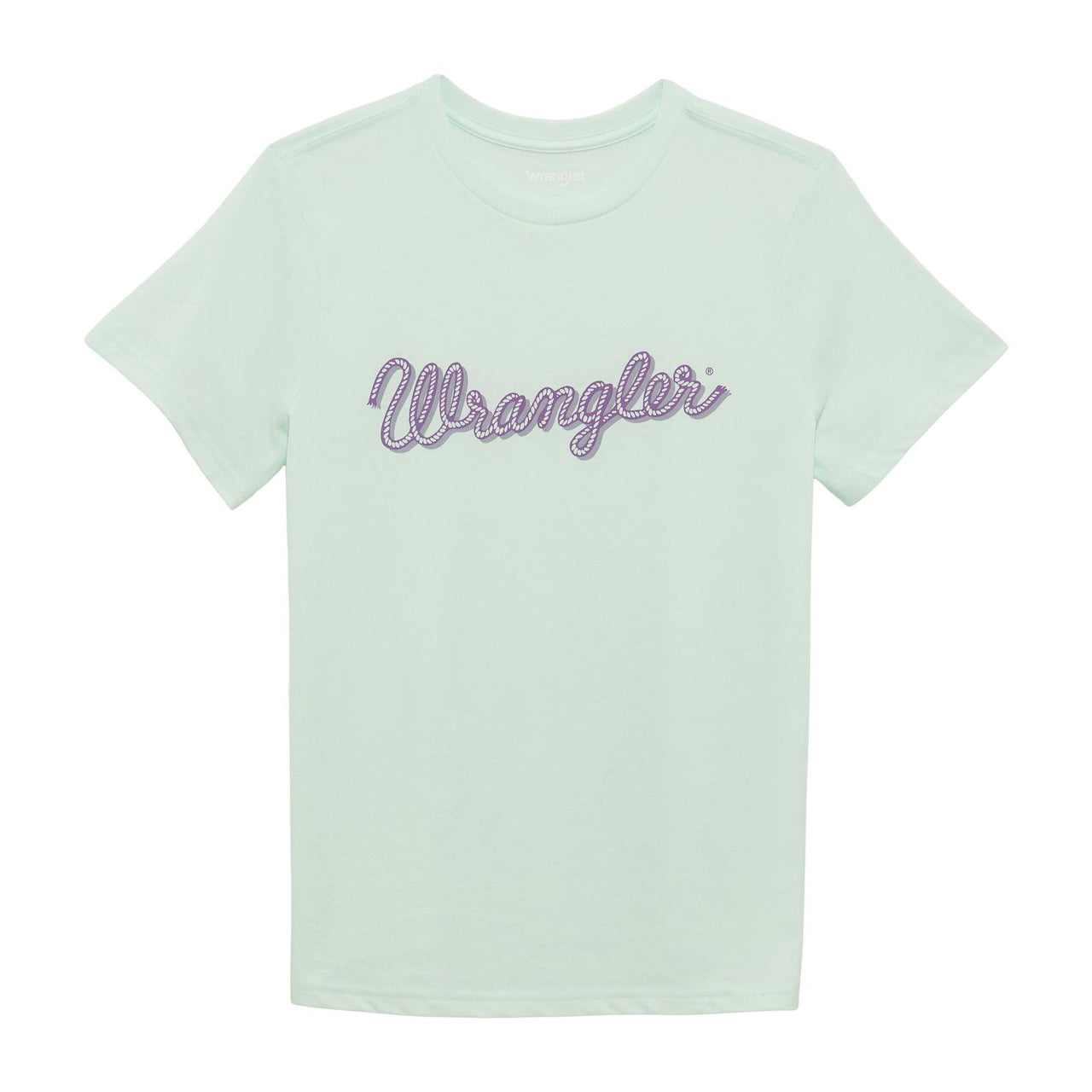 Wrangler Women's Short Sleeve Regular Fit Rope Logo Tee Shirt- Soothing Sea Heather