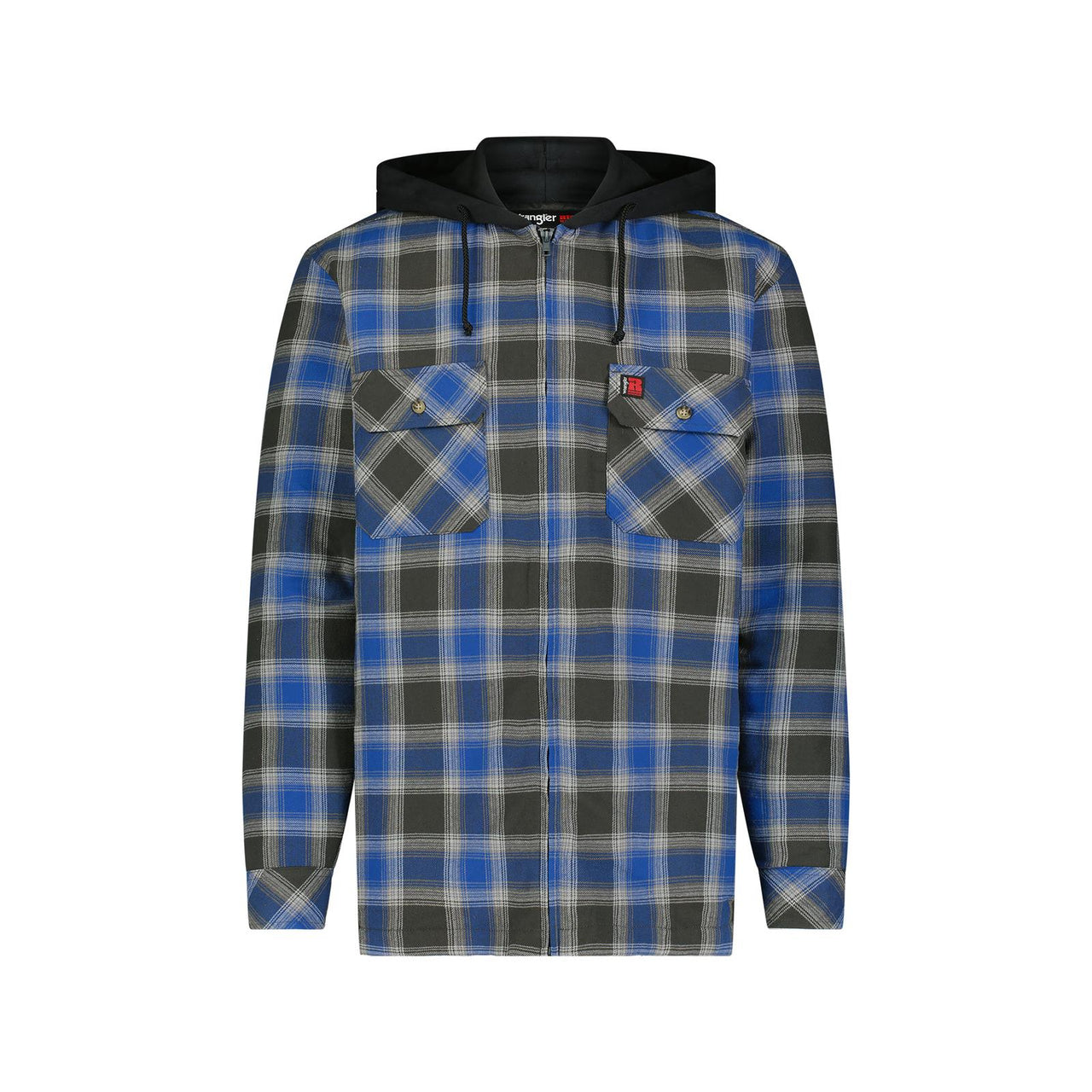 Wrangler Men's RIGGS Workwear Flannel Hooded Jacket - Blue black