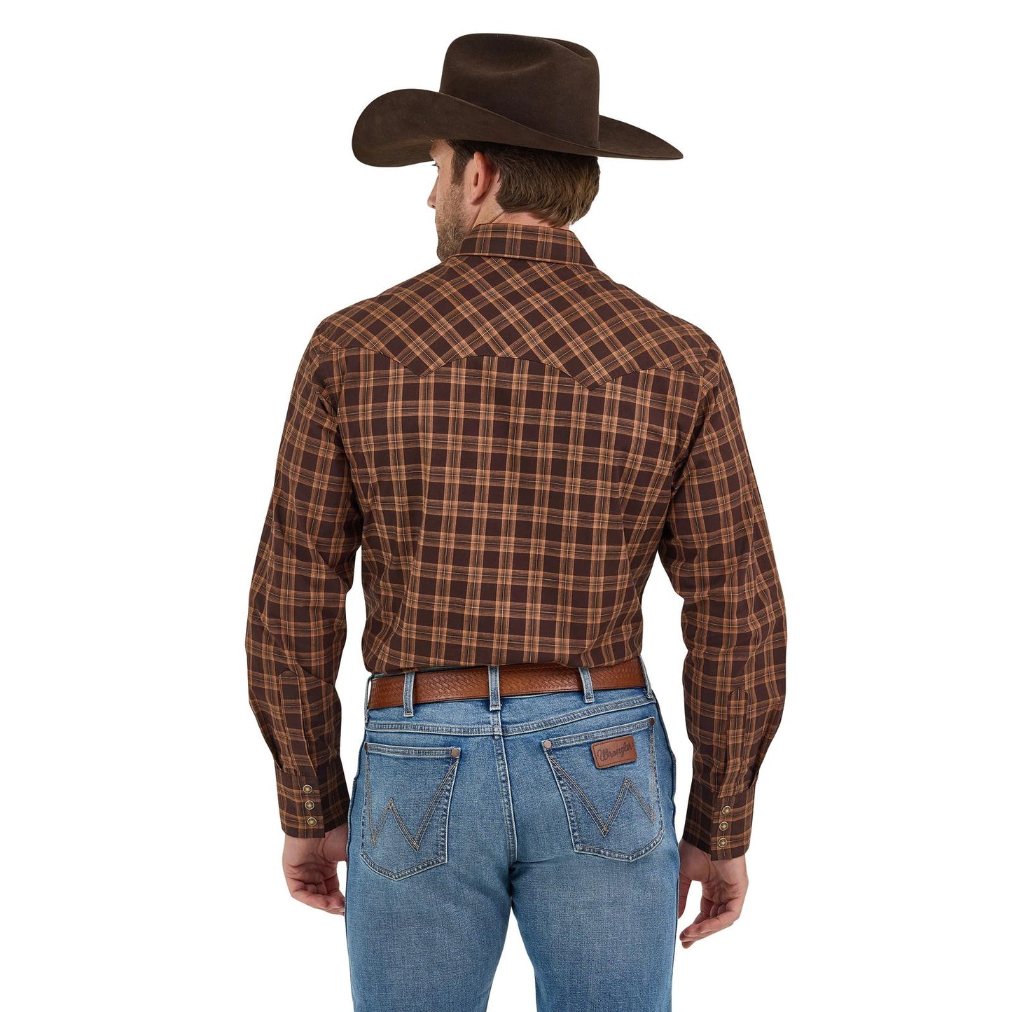 Wrangler Men's Retro Modern Fit Long Sleeve  Shirt - Brown