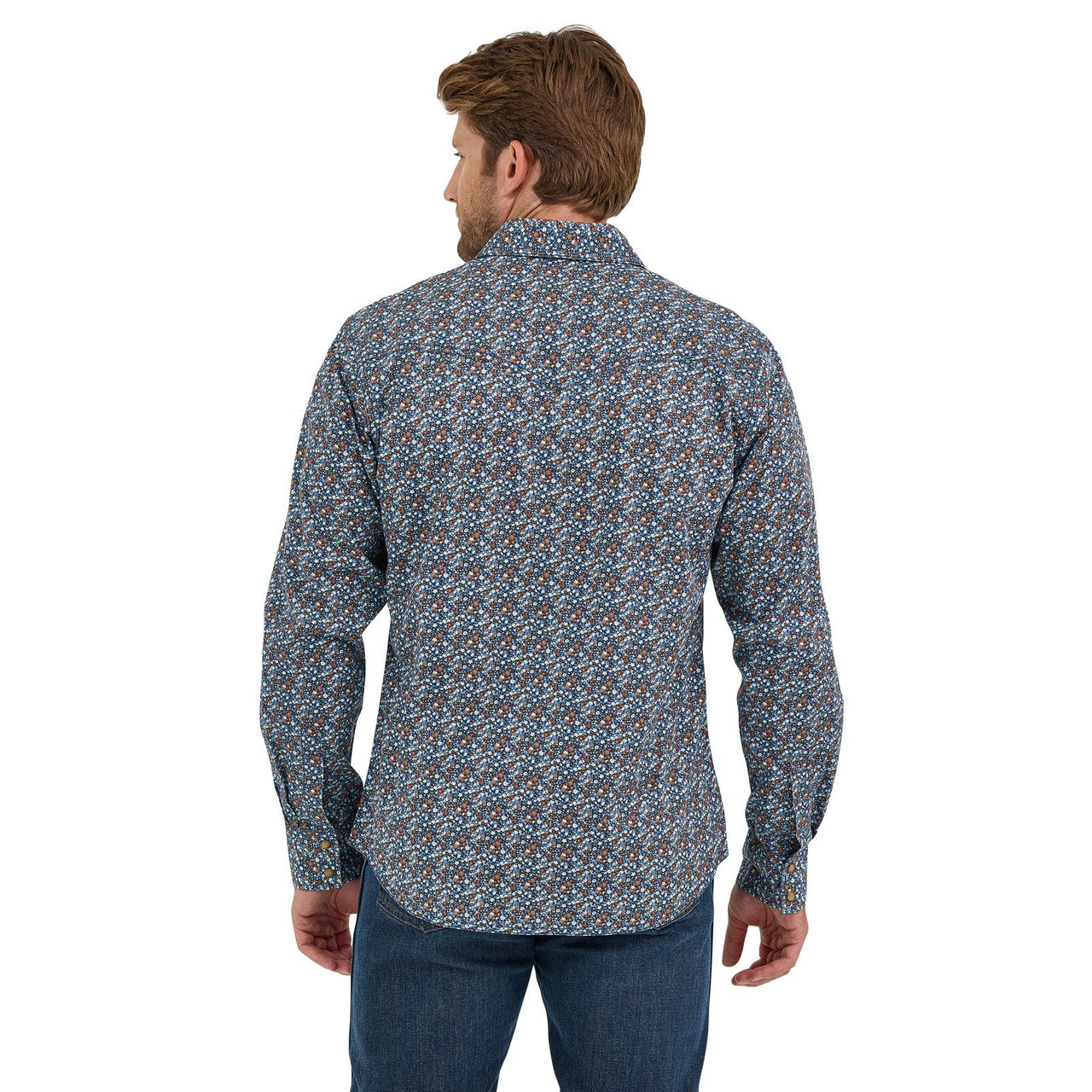 Wrangler Men's Retro Modern Fit Long Sleeve  Shirt - Blue Multi