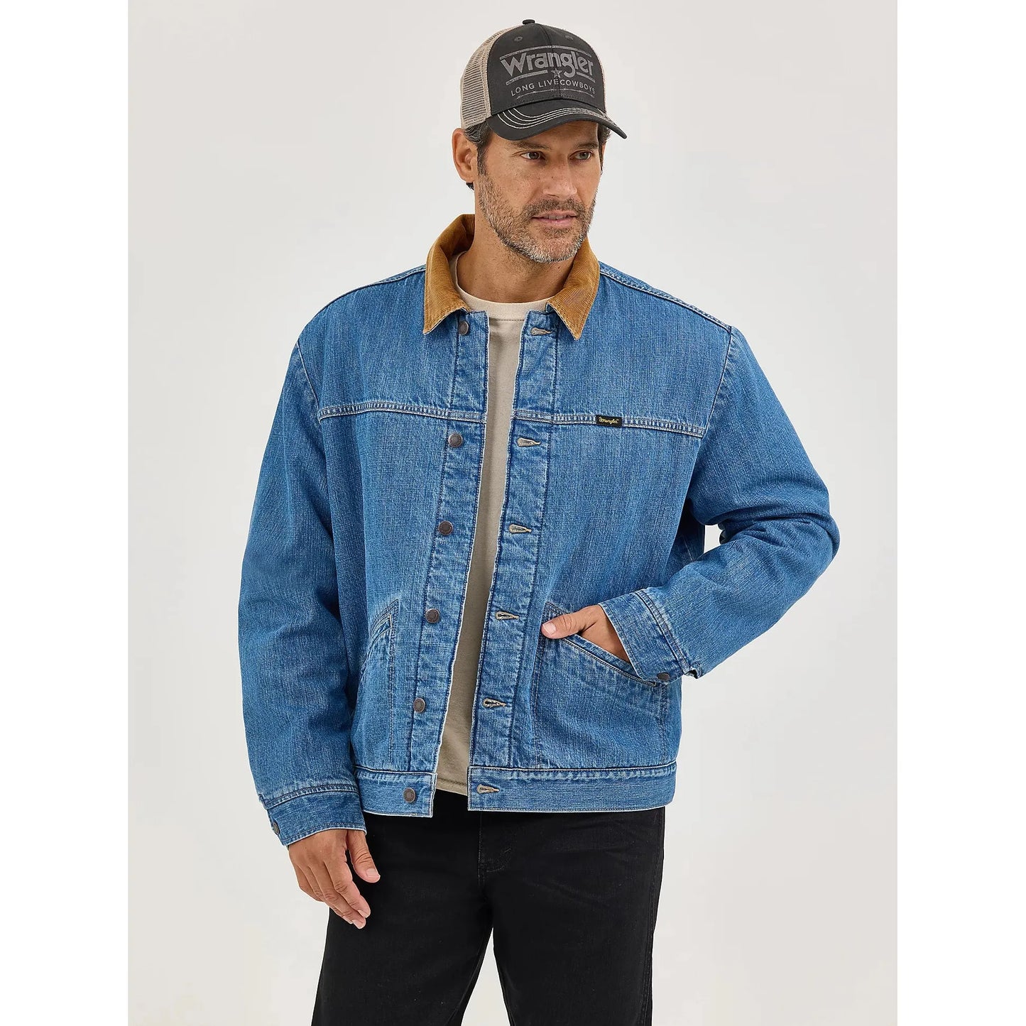 Wrangler Men's Sherpa Lined  Denim Jacket - Antique Indigo