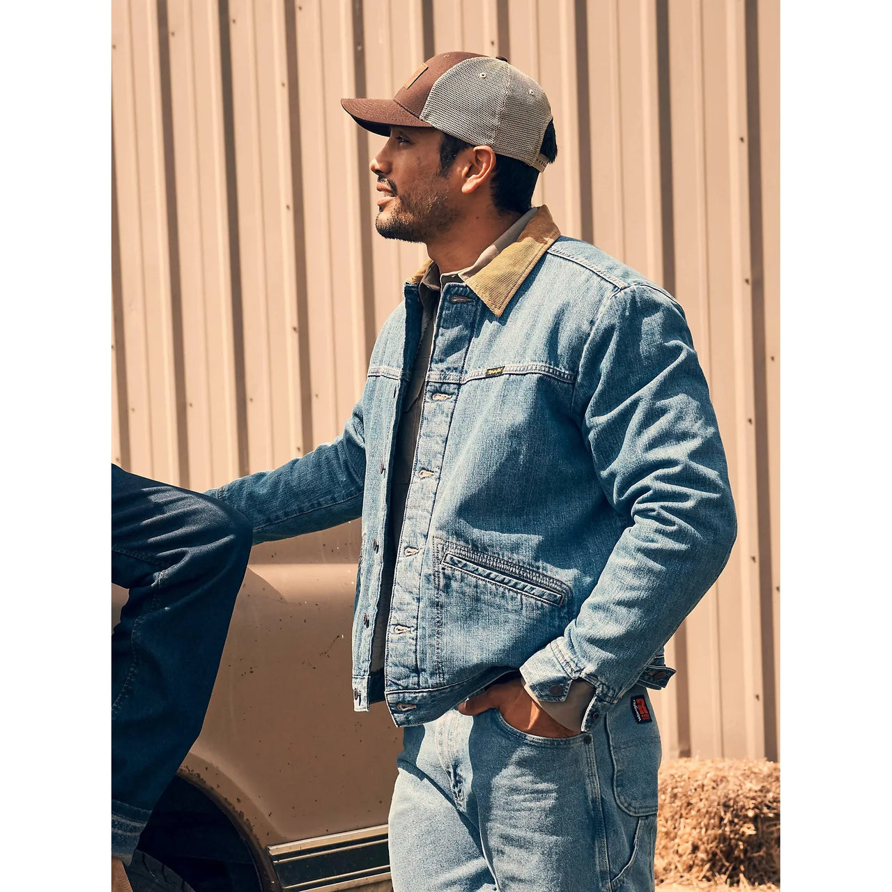 Wrangler Men's Sherpa Lined  Denim Jacket - Antique Indigo