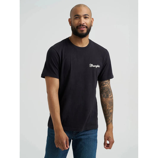 Wrangler Men's Wrangler Back Graphic Short Sleeve Tee Shirt- Steer Black