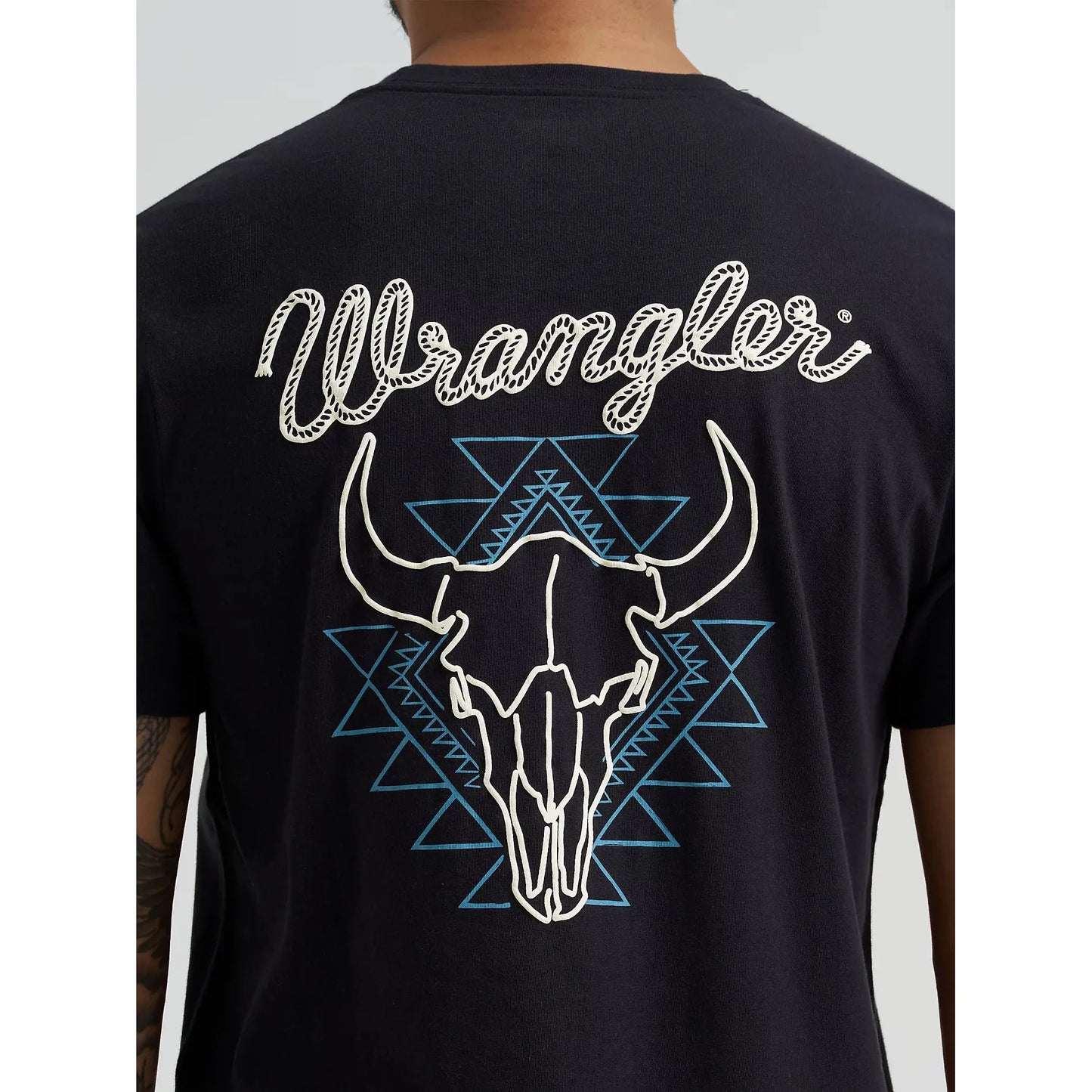 Wrangler Men's Wrangler Back Graphic Short Sleeve Tee Shirt- Steer Black