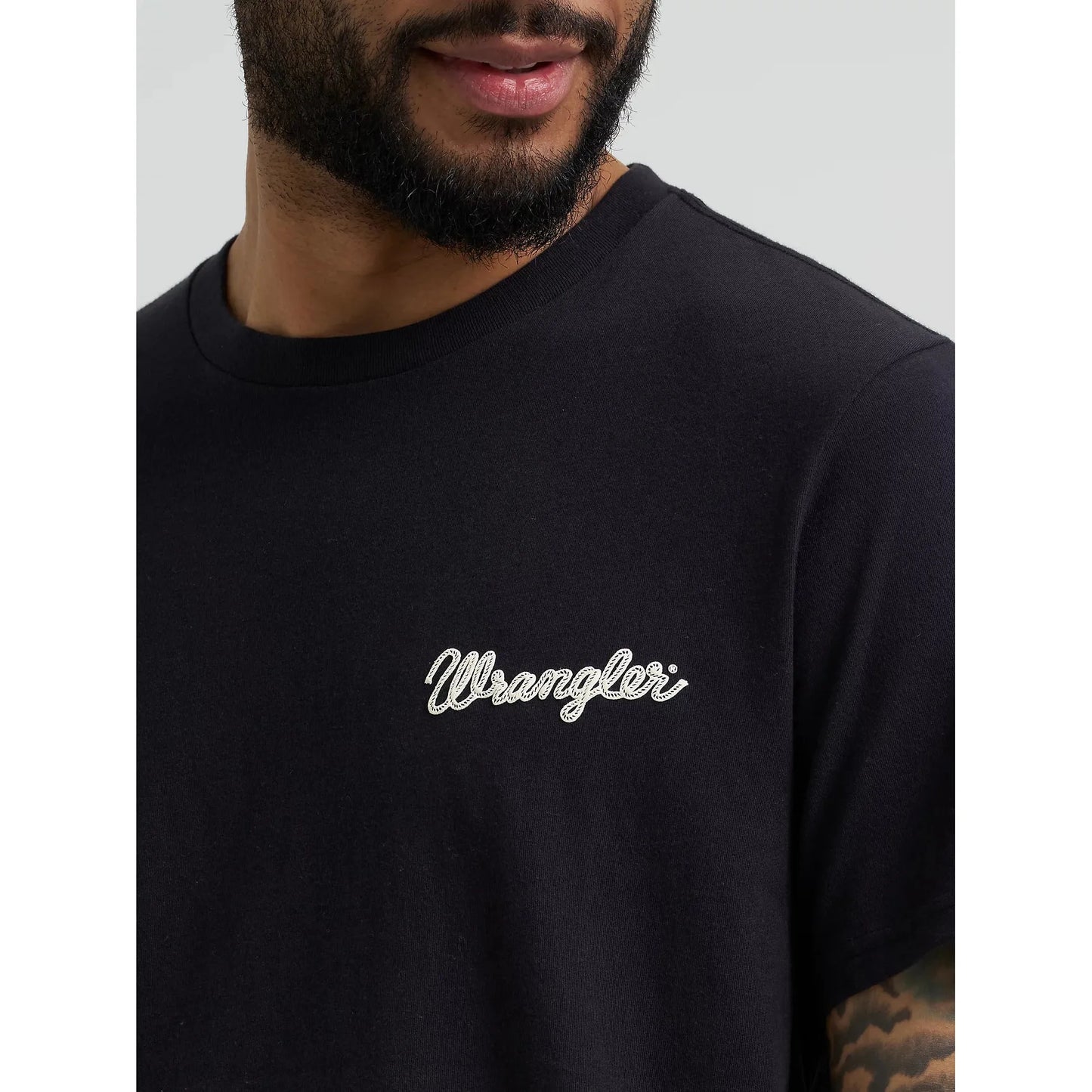 Wrangler Men's Wrangler Back Graphic Short Sleeve Tee Shirt- Steer Black