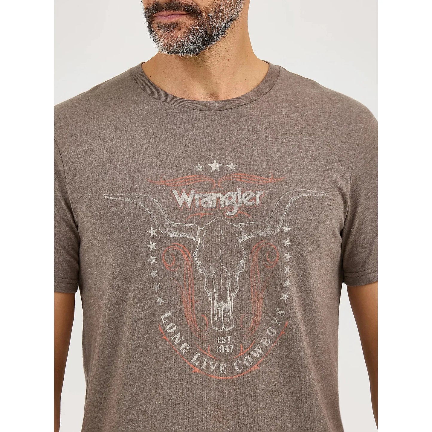 Wrangler Men's Longhorn Graphic Short Sleeve Tee Shirt- Morel