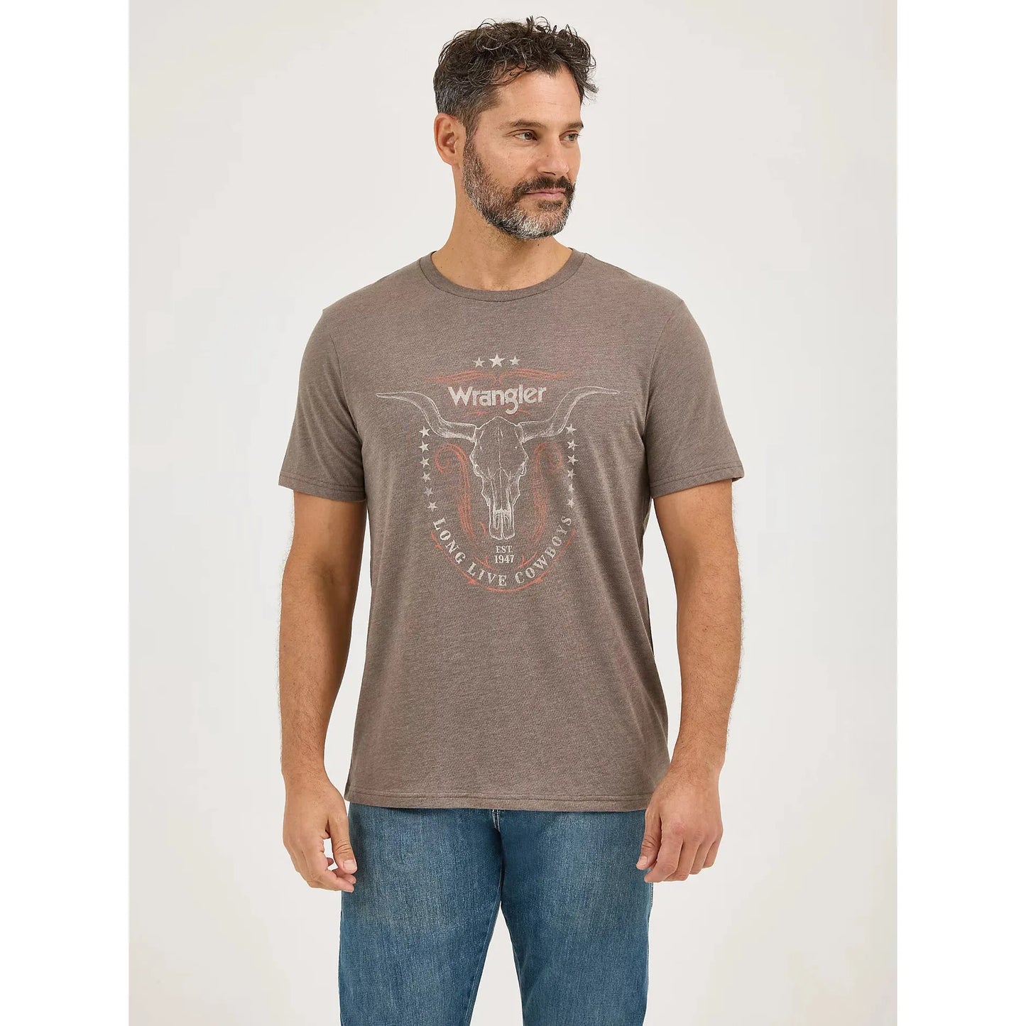 Wrangler Men's Longhorn Graphic Short Sleeve Tee Shirt- Morel