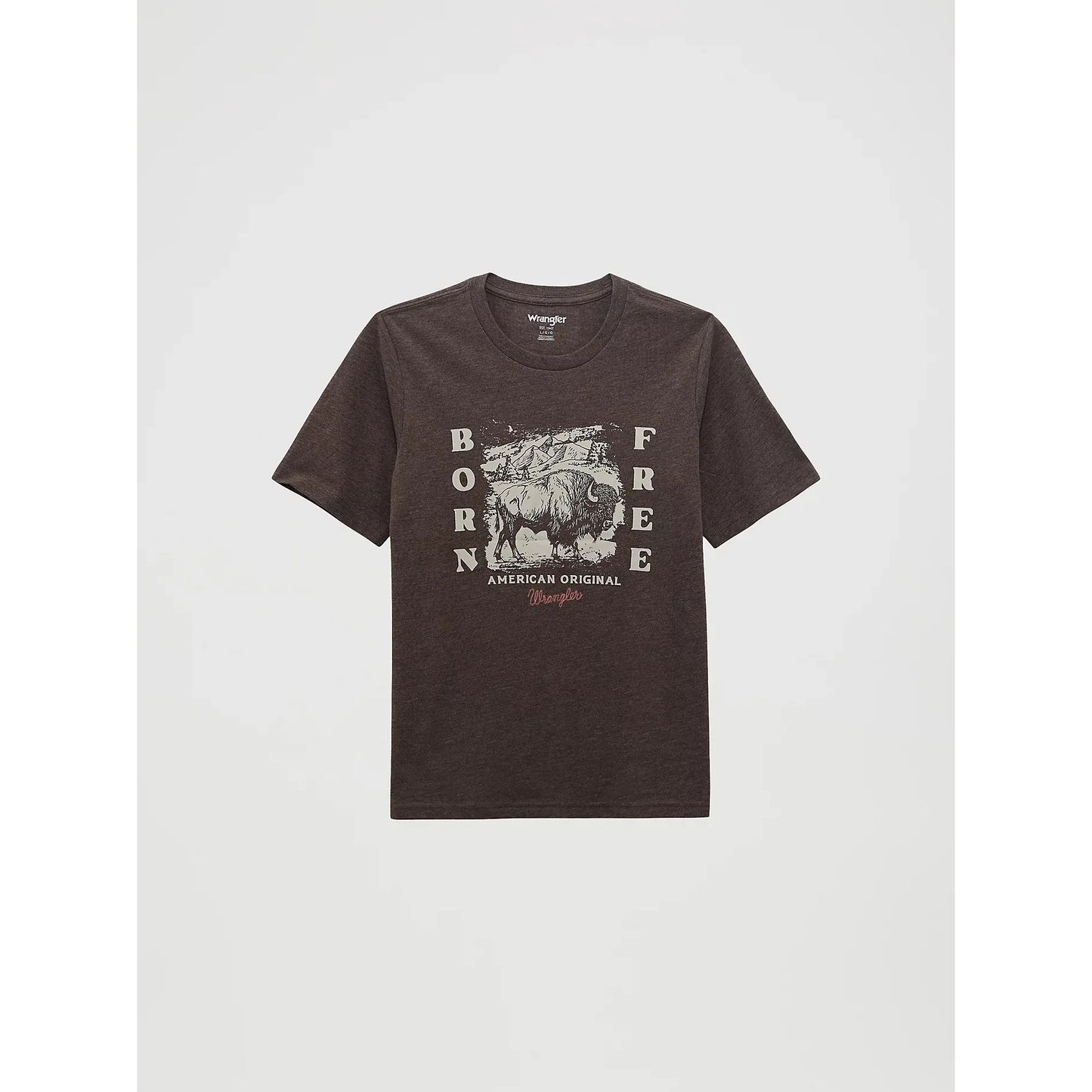 Wrangler Boy's Wrangler Logo Front Graphic Short Sleeve Tee Shirt- Mole Heather