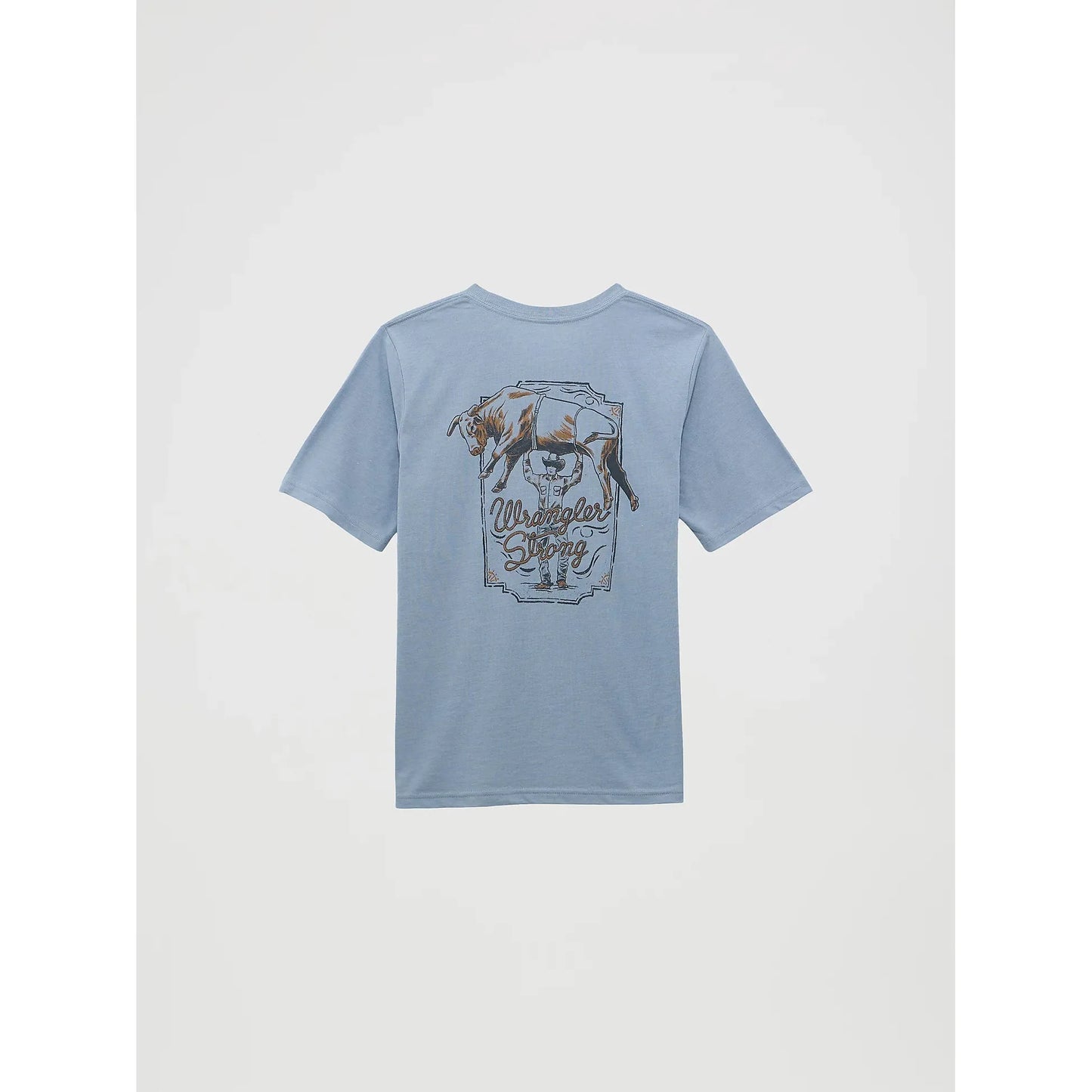 Wrangler Boy's Wrangler Back Rodeo Graphic Short Sleeve Tee Shirt- Ashley Blue Heather