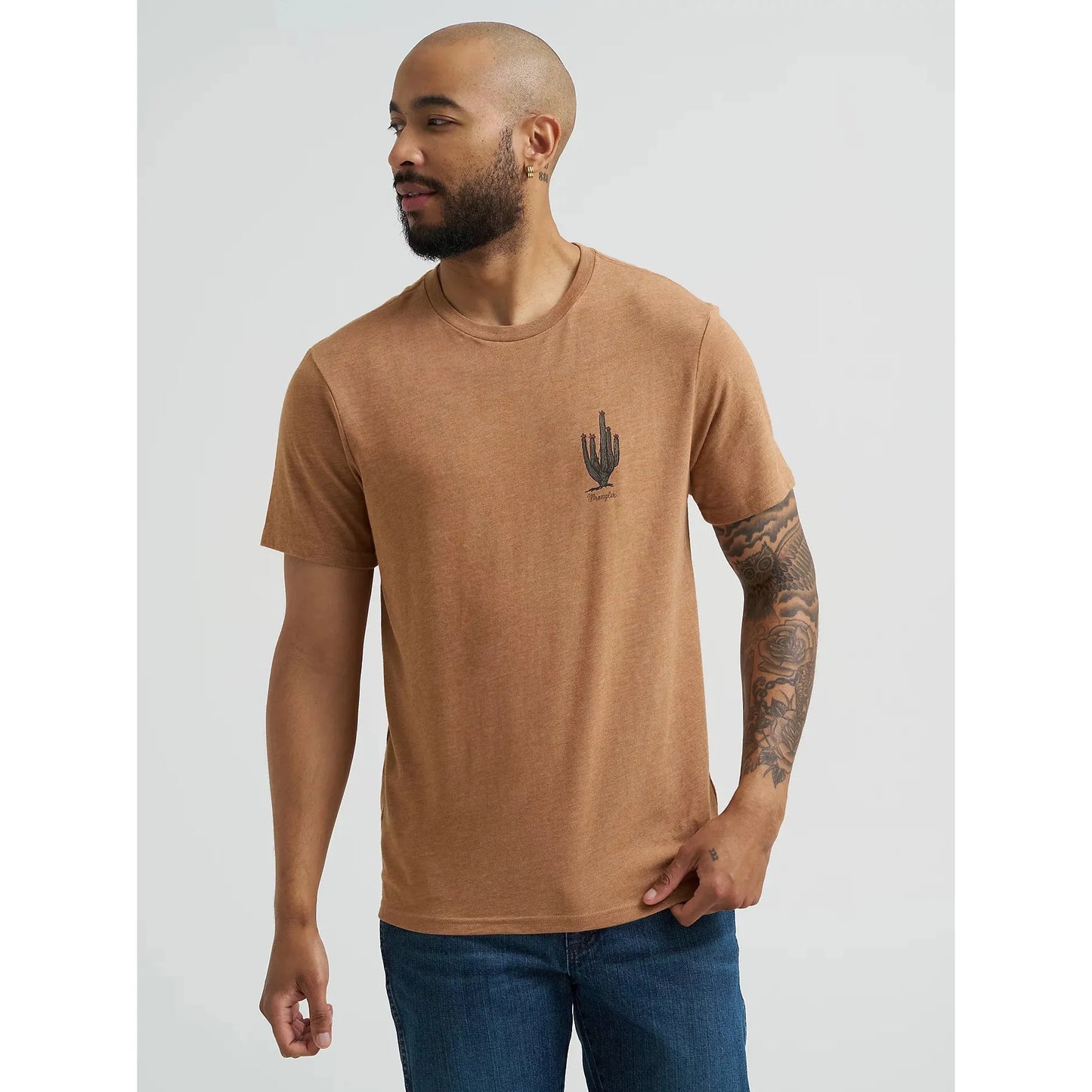 Wrangler Men's Back Graphic Short Sleeve Tee Shirt- Legendary Brown
