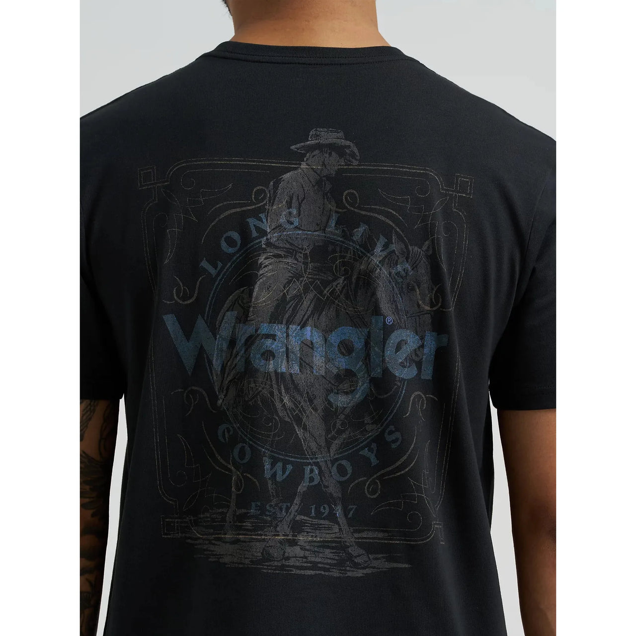 Wrangler Men's Cowboy Back Graphic Short Sleeve Tee Shirt - Jet Black