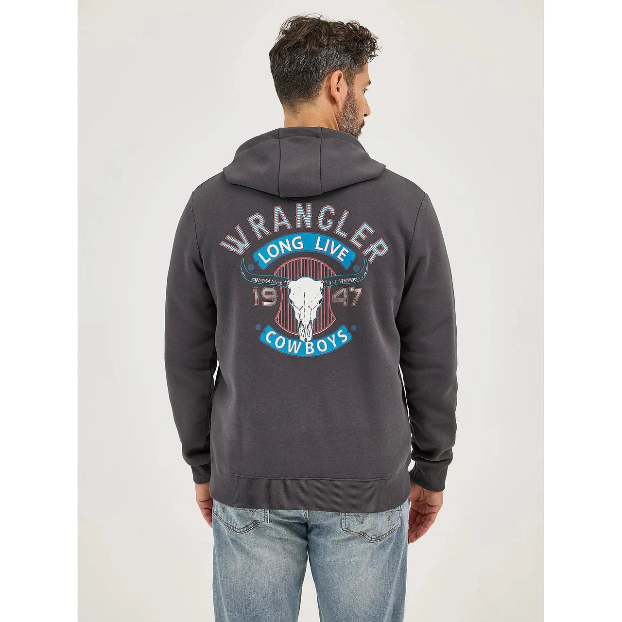 Wrangler®  Men's Long Live Cowboys Pullover Hoodie - Worn Grey