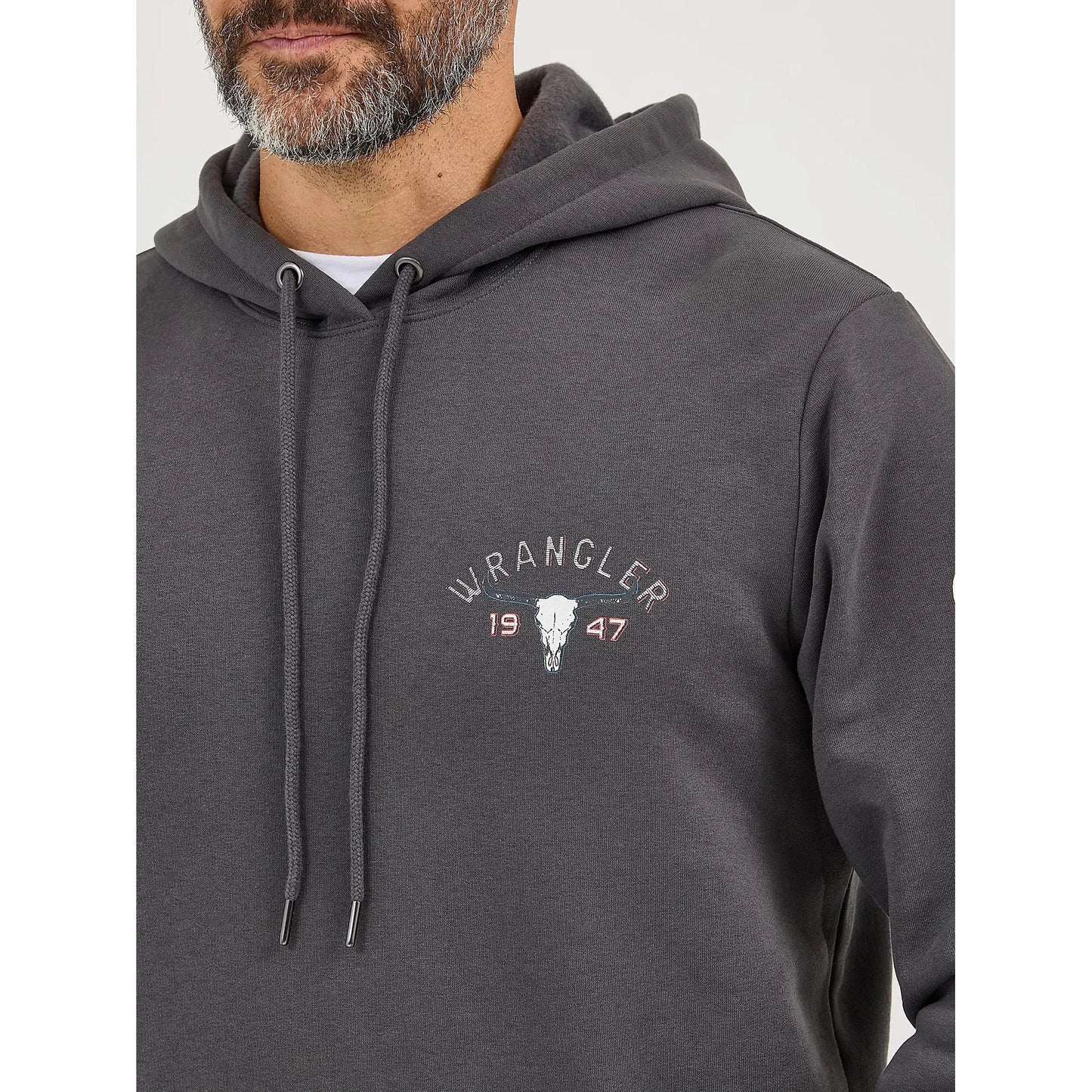 Wrangler®  Men's Long Live Cowboys Pullover Hoodie - Worn Grey