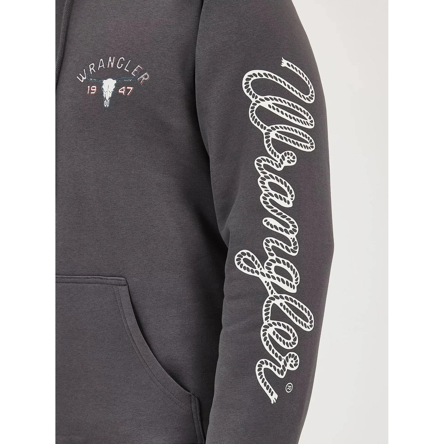 Wrangler®  Men's Long Live Cowboys Pullover Hoodie - Worn Grey