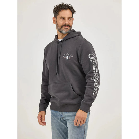 Wrangler®  Men's Long Live Cowboys Pullover Hoodie - Worn Grey