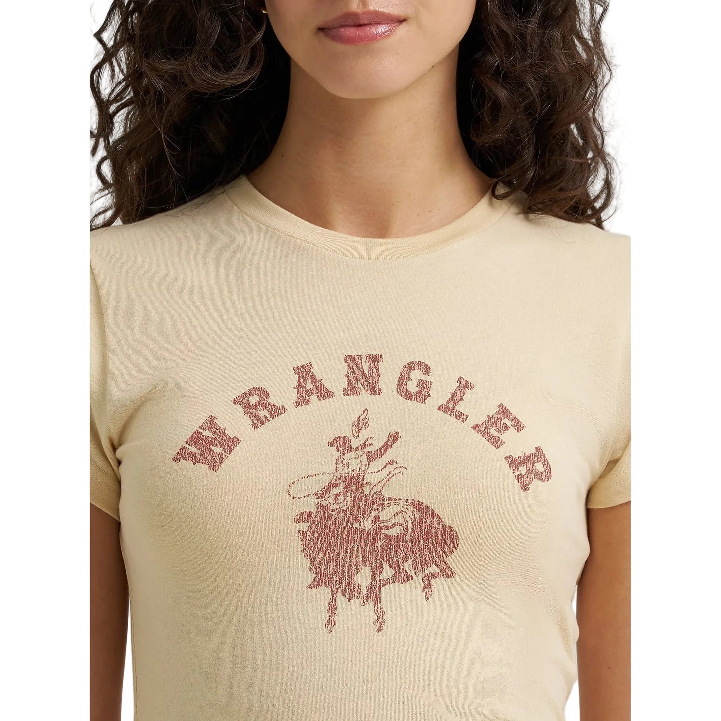 Wrangler Women's Graphic Shrunken Tee Shirt- Biscotti