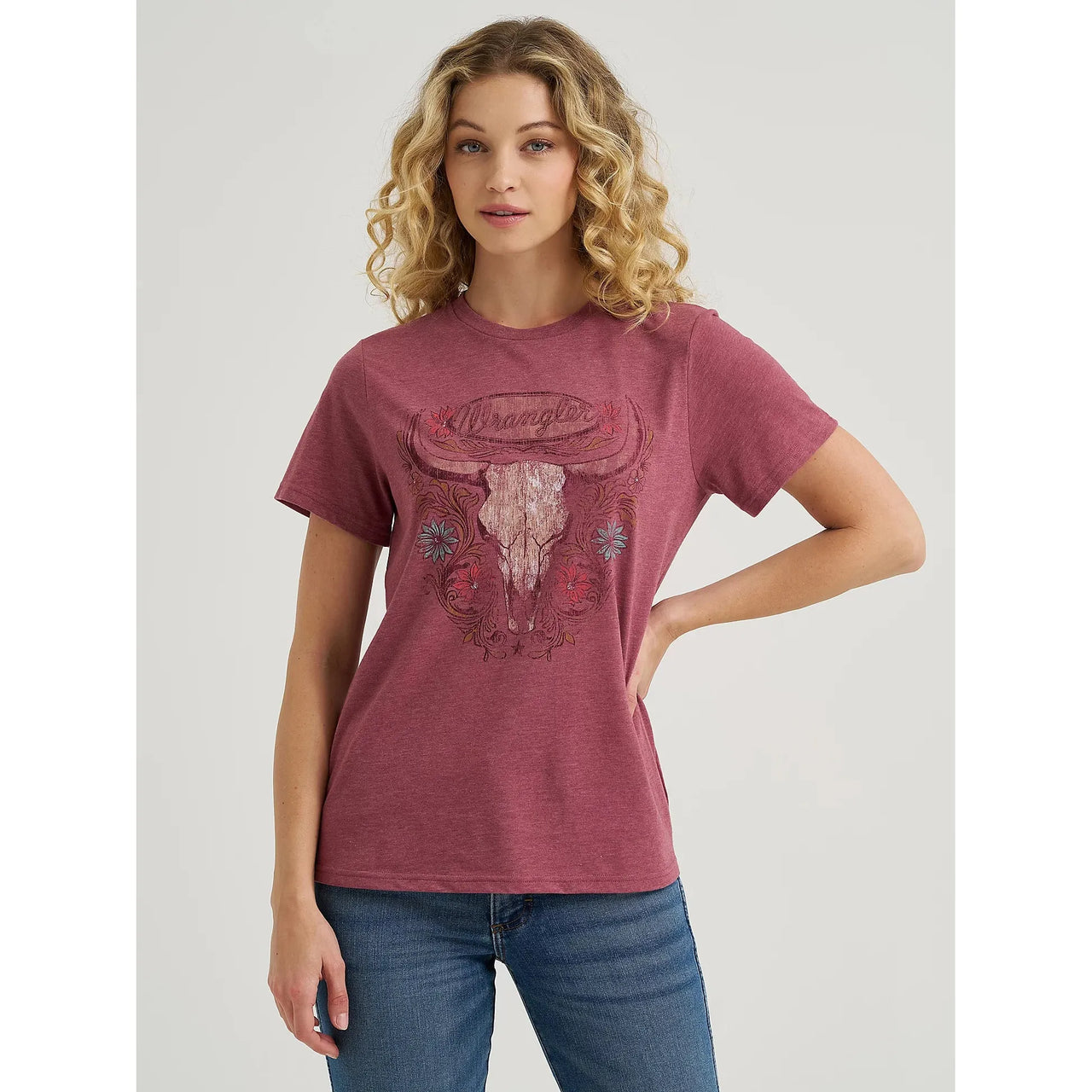 Wrangler Women's Southwestern Graphic Tee Shirt- Roan Rouge