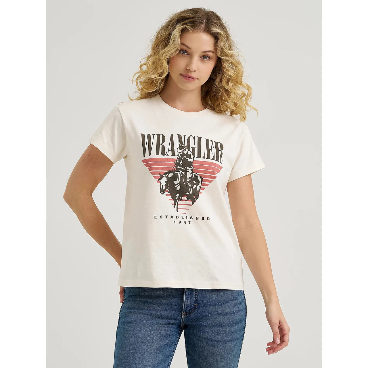 Wrangler Women's Graphic Retro Short Sleeve Tee Shirt- Whisper White