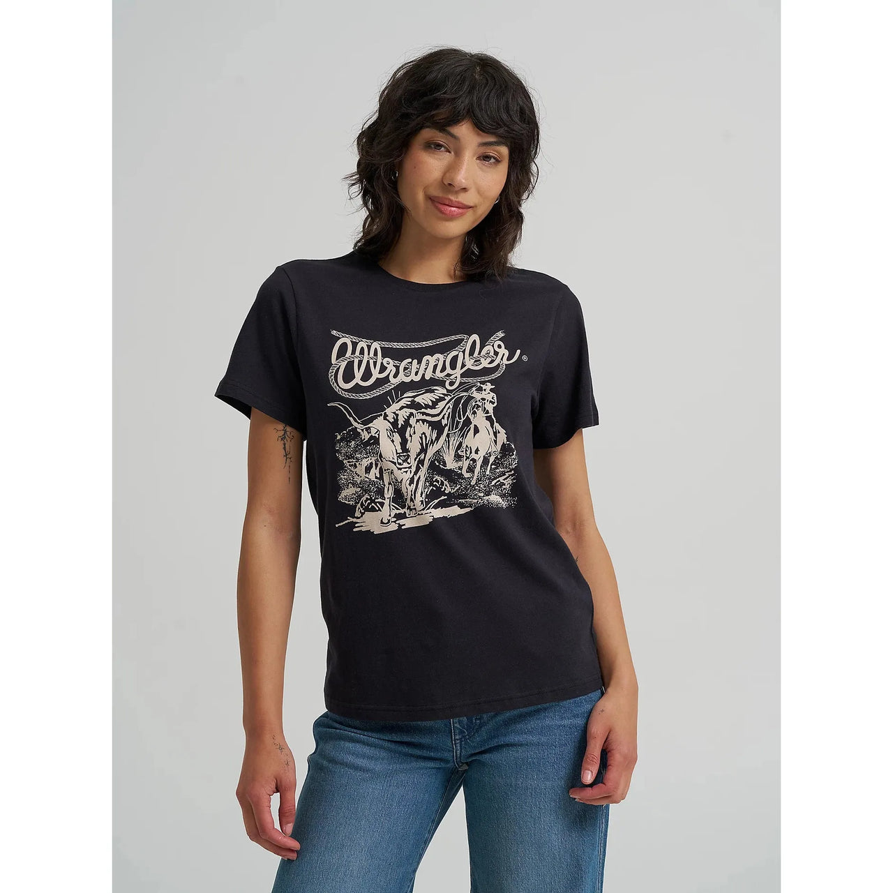 Wrangler Women's Nostalgia Logo Tee Shirt- Black Beauty