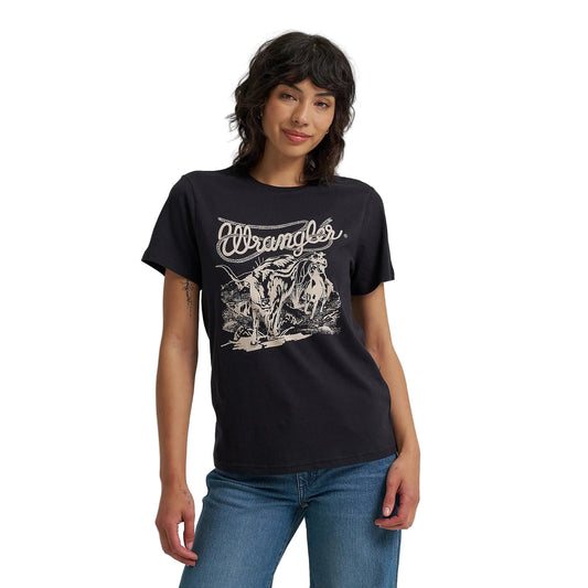Wrangler Women's Nostalgia Logo Tee Shirt- Black Beauty