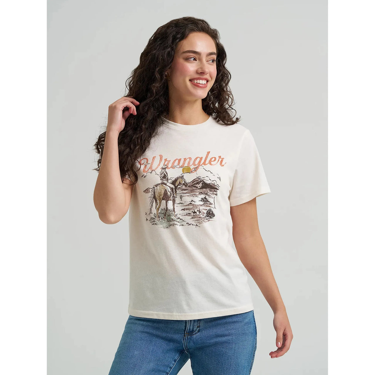 Wrangler Women's Western Graphic Short Sleeve Tee Shirt- Whisper White